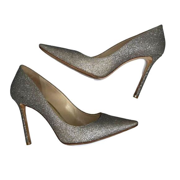 Jimmy Choo Romy 100mm Platinum Ice Dusty Glitter Pointy Toe Pumps Size EU 40 - Picture 3 of 7